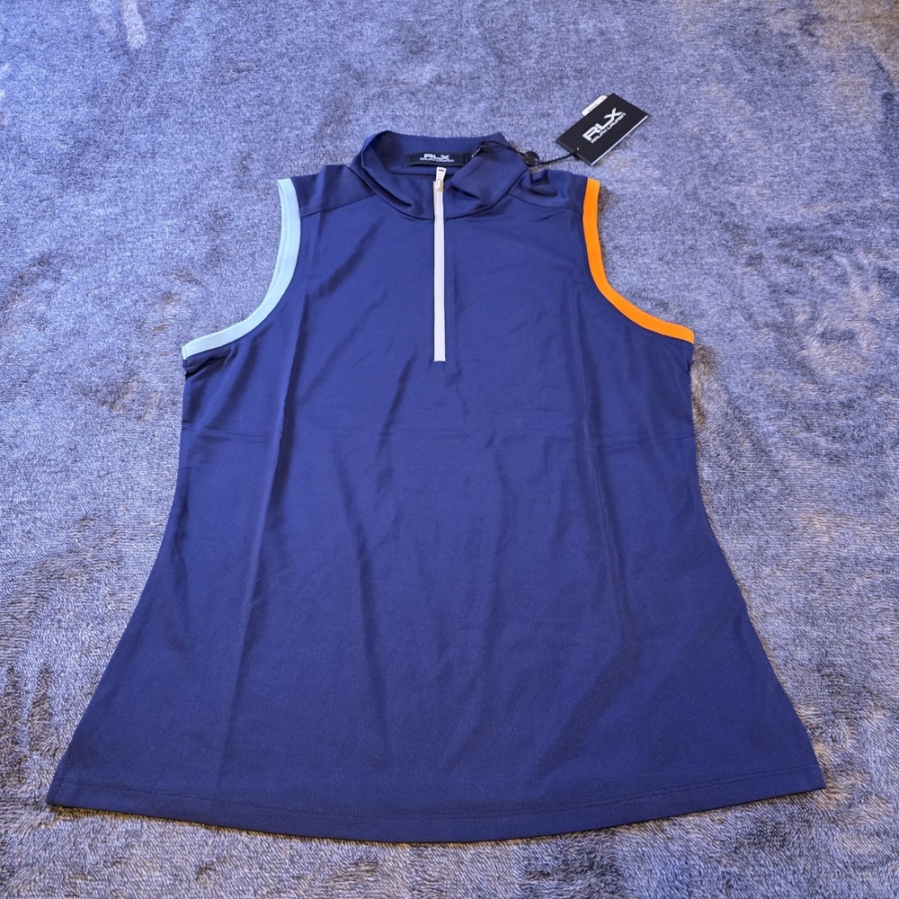 RLX Ralph Lauren Sleeveless 1/4 Zip Polo Shirt Womens XL Tennis Golf Pickleball